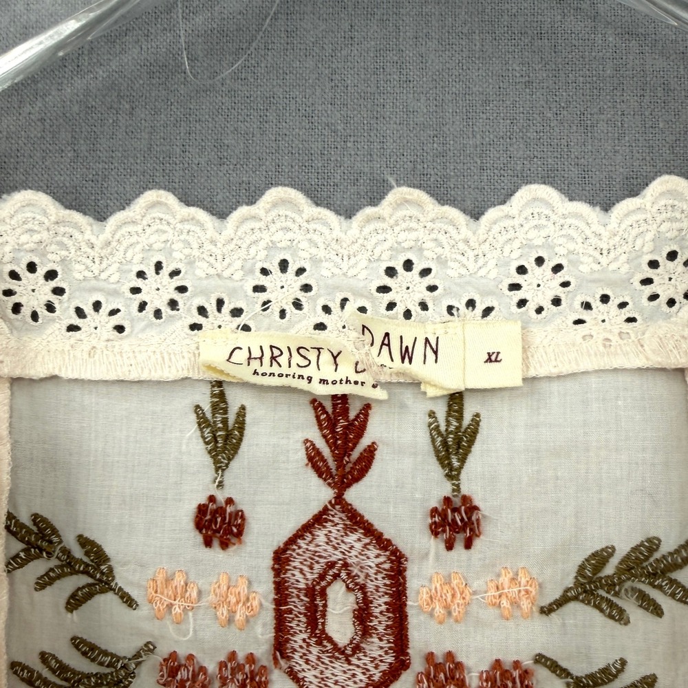 CHRISTY DAWN The Yolanda Organic Cotton Embroidered Maxi Dress Womens XL Cream - Picture 9 of 16